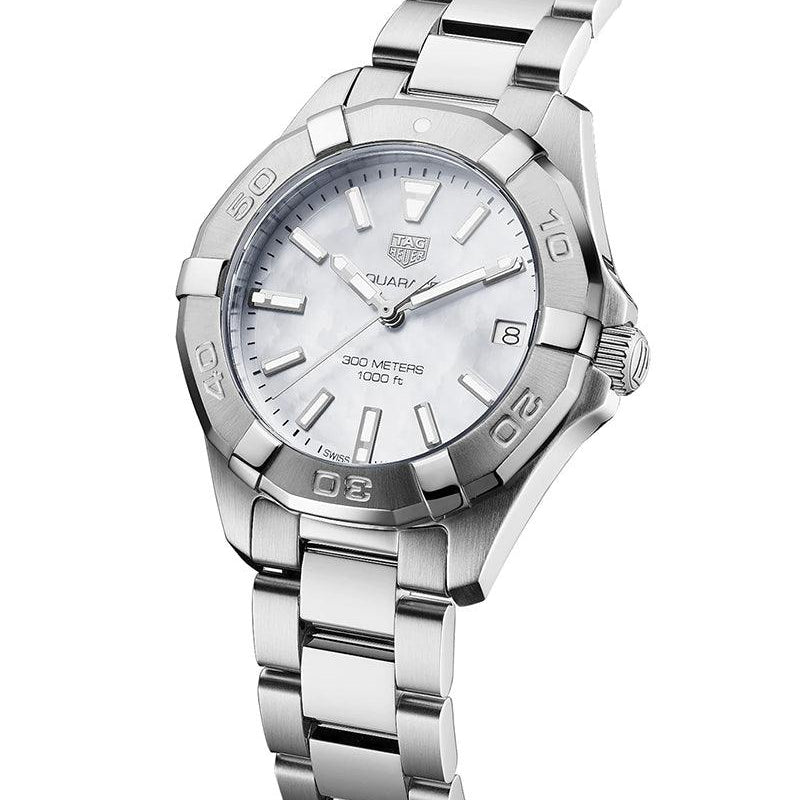 Buy Shop Tag Heuer Aquaracer White Mother of Pearl Dial Silver Steel Strap Watch for Women - WBD1311.BA0740 USA Online