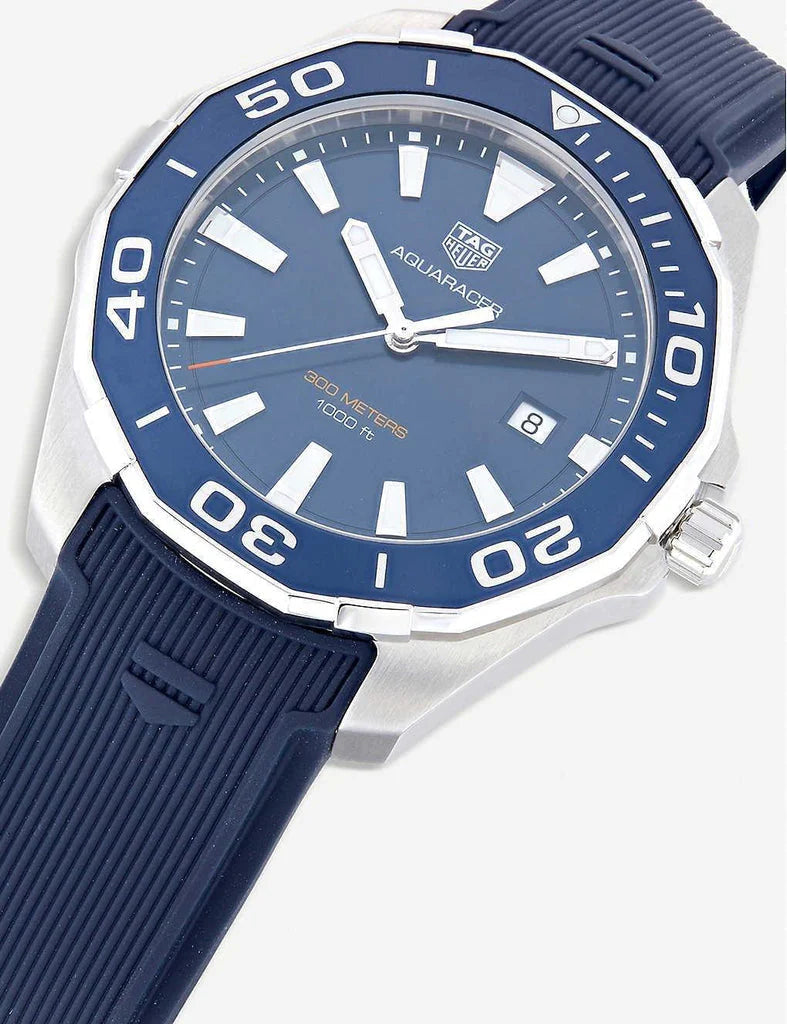 Buy Shop Tag Heuer Aquaracer Quartz Blue Dial Blue Rubber Strap Watch for Men - WAY101C.FT6153 USA Online
