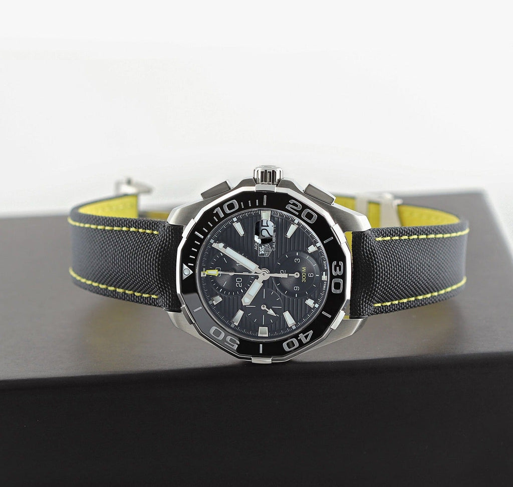 Buy Shop Tag Heuer Aquaracer Automatic Chronograph Black Dial Black Nylon Strap Watch for Men - CAY211A.FC6361 USA Online