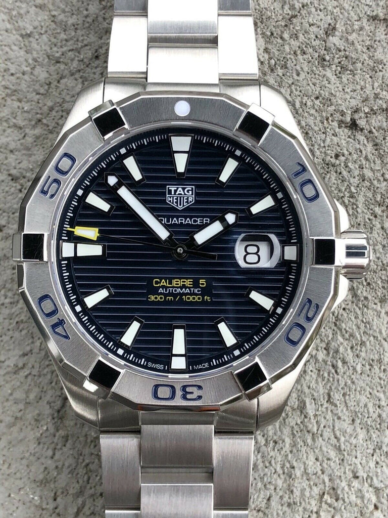 Buy Shop Tag Heuer Aquaracer Calibre 5 Automatic Blue Dial Silver Steel Strap Watch for Men - WAY2012.BA0927 USA Online
