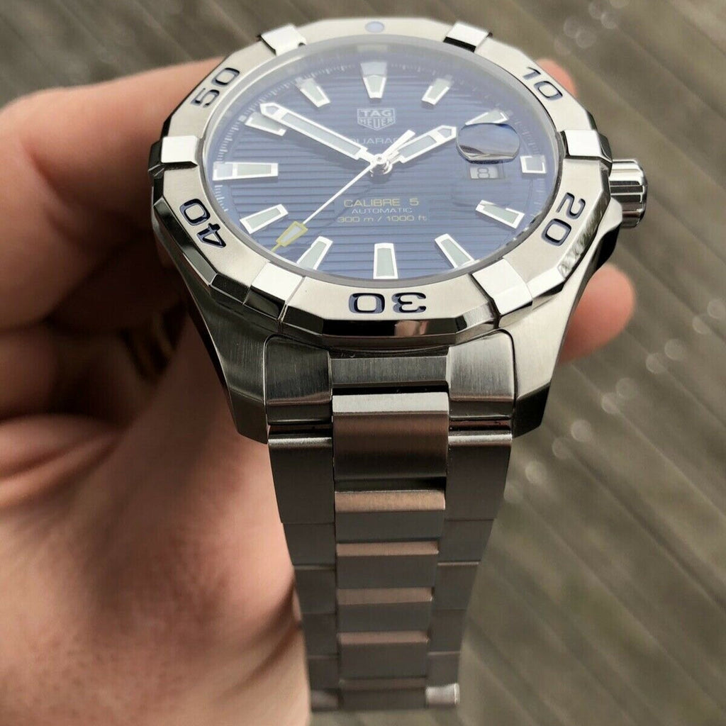 Buy Shop Tag Heuer Aquaracer Calibre 5 Automatic Blue Dial Silver Steel Strap Watch for Men - WAY2012.BA0927 USA Online