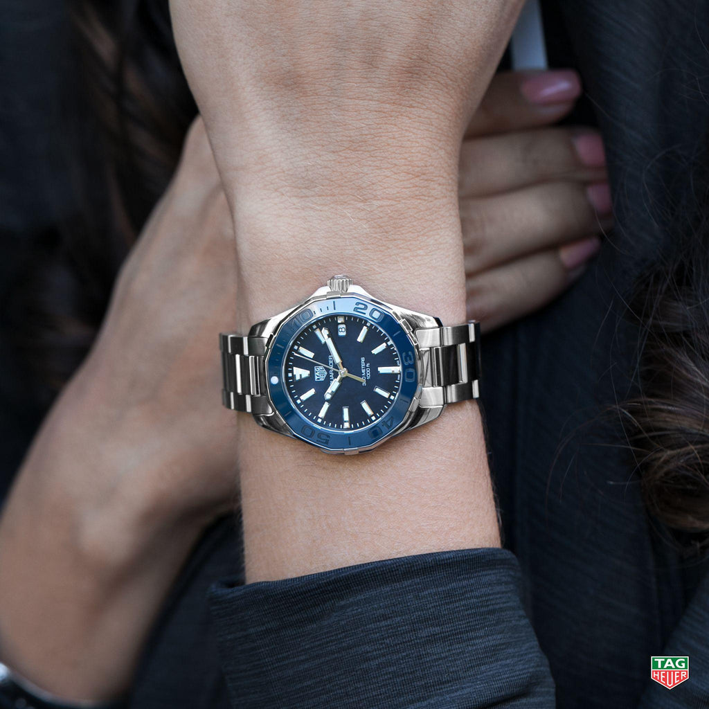 Buy Shop Tag Heuer Aquaracer Blue Dial Silver Steel Strap Watch for Women - WAY131S.BA0748 USA Online
