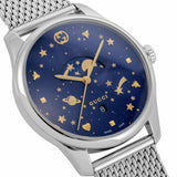 Buy Shop Gucci G-Timeless Motifs Moon Phase Blue Dial Silver Mesh Bracelet Watch For Men - YA126328 USA Online