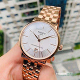 Buy Shop Tissot T Classic Carson Premium Automatic White Dial Rose Gold Steel Strap Watch for Men - T122.407.33.031.00 USA Online