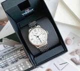 Buy Shop Tissot Chemin Des Tourelles Powermatic 80 Rubies Mother of Pearl Dial Silver Steel Strap Watch For Women - T099.207.11.113.00 USA Online