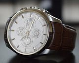 Tissot Couturier Chronograph White Dial Brown Leather Strap Watch For Men - T035.617.16.031.00