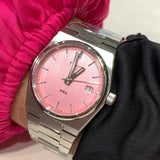 Tissot PRX Quartz Pink Dial Silver Steel Strap Watch for Women - T137.210.11.331.00