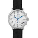 Tissot Carson Premium Chronograph Silver Dial Black Leather Strap Watch For Men - T122.417.16.033.00