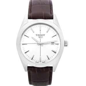 Buy Shop Tissot Gentlemen Silver Dial Brown Leather Strap Watch for Men - T127.410.16.031.01 USA Online