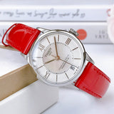 Buy Shop Tissot Chemin Des Tourelles Powermatic 80 Mother of Pearl White Dial Red Leather Strap Watch For Women - T099.207.16.118.00 USA Online