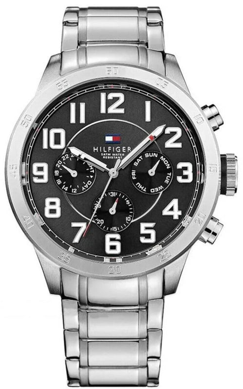 Buy Shop Tommy Hilfiger Trent Chronograph Black Dial Silver Steel Strap Watch for Men - 1791054 USA Online