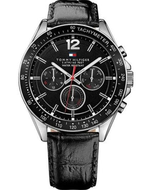 Buy Shop Tommy Hilfiger Luke Quartz Black Dial Black Leather Strap Watch for Men - 1791117 USA Online