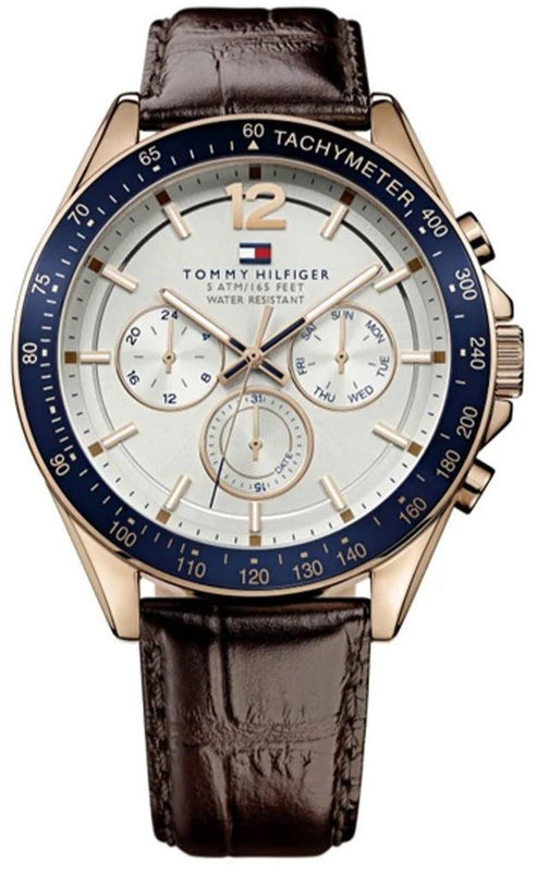 Buy Shop Tommy Hilfiger Luke Quartz White Dial Brown Leather Strap Watch for Men - 1791118 USA Online