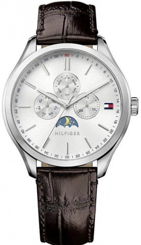 Buy Shop Tommy Hilfiger Oliver Quartz White Dial Brown Leather Strap Watch for Men - 1791304 USA Online