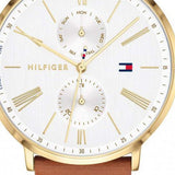 Tommy Hilfiger Jenna Quartz White Dial Brown Leather Strap Watch for Women - 1782073