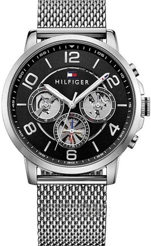 Buy Shop Tommy Hilfiger Chronograph Black Dial Silver Mesh Bracelet Watch for Men - 1791292 USA Online