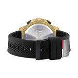 Tommy Hilfiger Jeans Digital Analog Gold Dial Black Rubber Strap Watch For Women  - 1791762