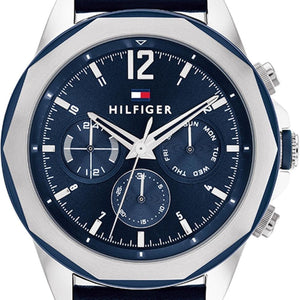 Buy Shop Tommy Hilfiger Lars Chronograph Blue Dial Blue Leather Strap Watch For Men - 1792063 USA Online