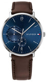 Buy Shop Tommy Hilfiger Cooper Blue Dial Brown Leather Strap Watch for Men - 1791508 USA Online
