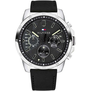 Buy Shop Tommy Hilfiger Decker Black Dial Black Leather Strap Watch for Men - 1791563 USA Online
