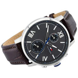 Buy Shop Tommy Hilfiger Aiden Quartz Black Dial Brown Leather Strap Watch for Men - 1791309 USA Online