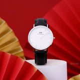 Buy Shop Daniel Wellington Classic Sheffield White Dial Black Leather Strap Watch For Women - DW00100053 USA Online