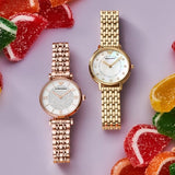 Buy Shop Emporio Armani Gianni T-Bar Mother of Pearl Dial Rose Gold Steel Strap Watch For Women - AR11316 USA Online