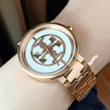 Buy Shop Tory Burch Reva Rose Gold Dial Rose Gold Steel Strap Watch for Women - TBW4028 USA Online