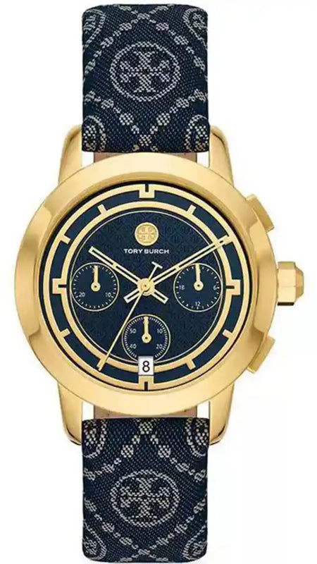 Buy Shop Tory Burch The Miller Chronograph Blue Dial Blue Jacquard Strap Watch for Women - TBW1038 USA Online