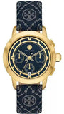 Buy Shop Tory Burch The Miller Chronograph Blue Dial Blue Jacquard Strap Watch for Women - TBW1038 USA Online