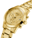 Guess Atlas Chronograph Gold Dial Gold Steel Strap Watch For Men - W0668G4