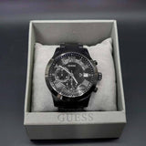 Guess Atlas Chronograph Black Dial Black Steel Strap Watch For Men - W0668G5