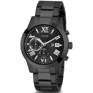Buy Shop Guess Atlas Chronograph Black Dial Black Steel Strap Watch For Men - W0668G5 USA Online