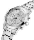 Guess Atlas Chronograph Silver Dial Silver Steel Strap Watch For Men - W0668G7