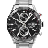 Buy Shop Tag Heuer Carrera Automatic Chronograph Black Dial Silver Steel Strap Watch for Men - CBM2110.BA0651 USA Online