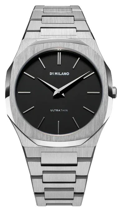 Buy Shop D1 Milano Ultra Thin Matte Black Dial Silver Steel Strap Watch for Men - D1-UTBJ40 USA Online