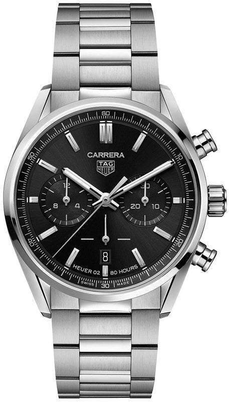 Buy Shop Tag Heuer Carrera Chronograph Black Dial Silver Steel Strap Watch for Men - CBN2010.BA0642 USA Online