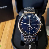Buy Shop Emporio Armani Gianni Chronograph Blue Dial Silver Steel Strap Watch For Men - AR1648 USA Online