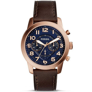 Buy Shop Fossil Pilot 54 Chronograph Blue Dial Brown Leather Strap Watch for Men - FS5204 USA Online