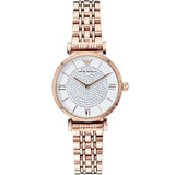 Emporio Armani T-Bar Gianni Crystal Pave Dial Rose Gold Steel Strap Watch For Women - AR11244