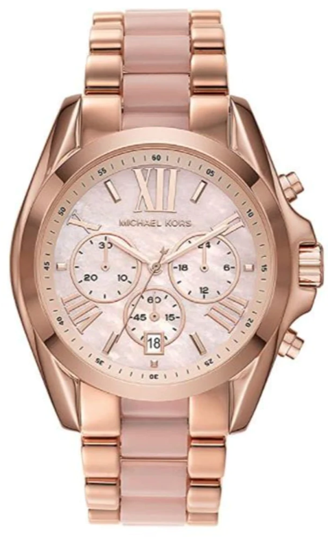Buy Shop Michael Kors Bradshaw Chronograph Pink Dial Two Tone Steel Strap Watch For Women - MK6830 USA Online