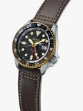 Buy Shop Seiko 5 Sports SKX GMT Automatic Mocha Black Dial Brown Leather Strap Watch For Men - SSK036K1 USA Online