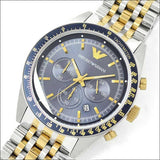 Emporio Armani Tazio Chronograph Blue Dial Two Tone Stainless Steel Watch For Men - AR6088