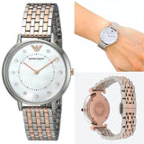 Buy Shop Emporio Armani Gianni T Bar Mother of Pearl Dial Two Tone Steel Strap Watch For Women - AR2508 USA Online