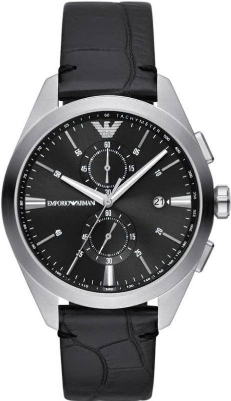 Buy Shop Emporio Armani Claudio Chronograph Black Dial Black Leather Strap Watch For Men - AR11542 USA Online