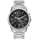 Armani Exchange Banks Chronograph Black Dial Silver Steel Strap Watch For Men - AX1720