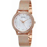 Guess Chelsea Mother of Pearl White Dial Rose Gold Mesh Strap Watch For Women - W0647L2