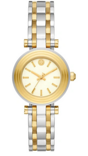 Buy Shop Tory Burch Classic T White Dial Two Tone Steel Strap Watch for Women - TBW9013 USA Online