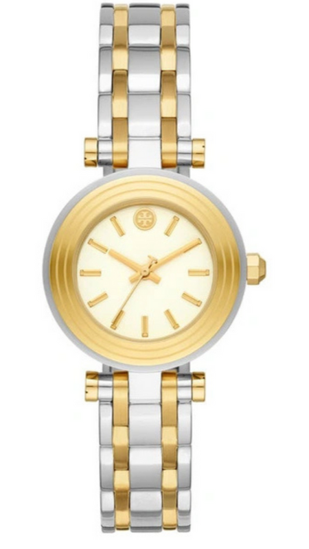 Buy Shop Tory Burch Classic T White Dial Two Tone Steel Strap Watch for Women - TBW9013 USA Online