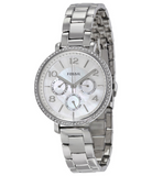 Buy Shop Fossil Jacqueline Multi-Function Mother of Pearl Dial Silver Steel Strap Watch for Women - ES3755 USA Online